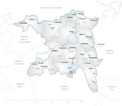 Kanton Aargau, zemljevid.