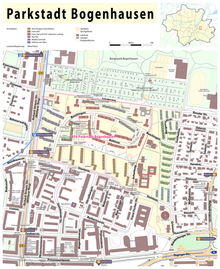 Karte der Parkstadt Bogenhausen in München
