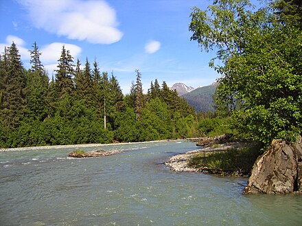 The Kelsall River near its confluence with the Chilkat in Southeast Alaska Kelsall River .jpg