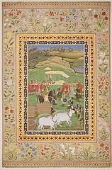 Album Page with the Mughal Emperor Awrangzeb Out Hunting