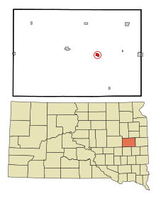 Kingsbury County South Dakota Incorporated und Unincorporated Gebiete Lake Preston Highlighted.svg