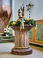 * Nomination Baptismal font in the church St. Michael Kirchahorn --Ermell 06:47, 27 June 2021 (UTC) * Promotion  Support Good quality. --Knopik-som 10:52, 27 June 2021 (UTC)