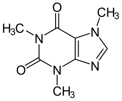 Chemical structure of Caffeine Molecule Koffein - Caffeine.svg