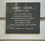 Kurt Gödel - Gedenktafel