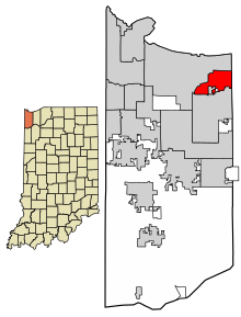 Lake County Indiana Sisältää ja rekisteröimättömät alueet Lake Station Highlighted 1841535.svg
