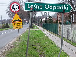 Road sign in Leśne Odpadki