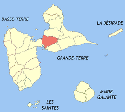 Kommunens läge i departementet Guadeloupe.