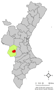 Localização do município de Teresa de Cofrentes na Comunidade Valenciana