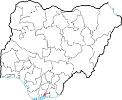 Map of Nigeria showing the location of Port Harcourt in Nigeria.