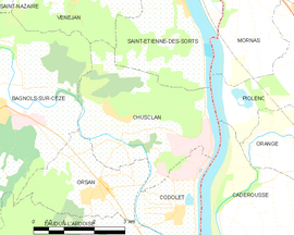 Mapa obce Chusclan