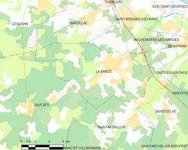 Mapa obce La Brède