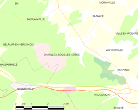 Mapa obce Châtillon-sous-les-Côtes