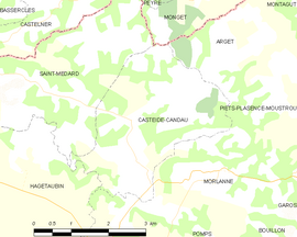 Mapa obce Casteide-Candau