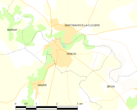Mapa obce Gençay