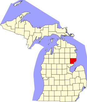 Map of Michigan highlighting Iosco County.svg