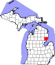 Map of Michigan highlighting Iosco County.svg