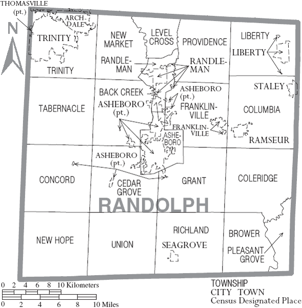 File:Map of Randolph County North Carolina With Municipal and Township Labels.PNG