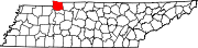 Hartă a statului Tennessee indicând comitatul Stewart