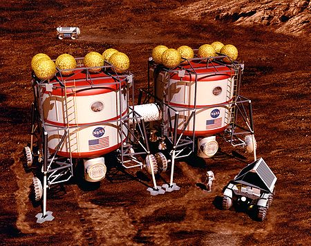 Artist concept of a Mars habitat Mars design reference mission 3.jpg