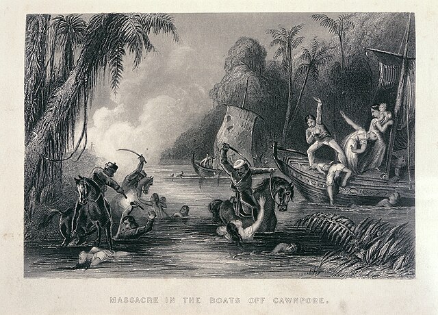 A contemporary engraving of the massacre at the Satichura Ghat