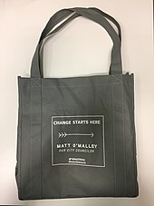 A reusable bag designed by O'Malley. Matt reusable bag.jpg