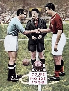 Meazza-Sarosi - Finale de la Coupe du monde de football 1938 à Paris.jpg