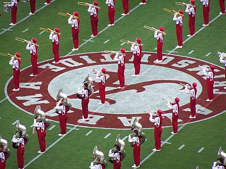 The band performing its pregame show prior to a football game in 2010.