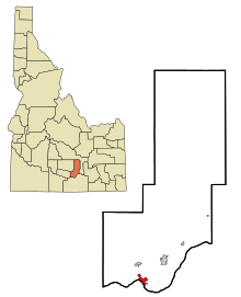 Округ Минидока, штат Айдахо, зарегистрированный и некорпоративный, районы Heyburn Highlighted.svg