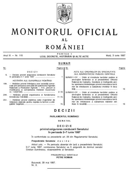 File:Monitorul Oficial al României. Partea I 1997-06-03, nr. 110.pdf