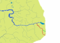 Upė žemėlapyje pažymėta raudona spalva
