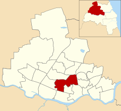 Mapa okręgu Newcastle upon Tyne w Wielkiej Brytanii z zaznaczeniem Wingrove.svg