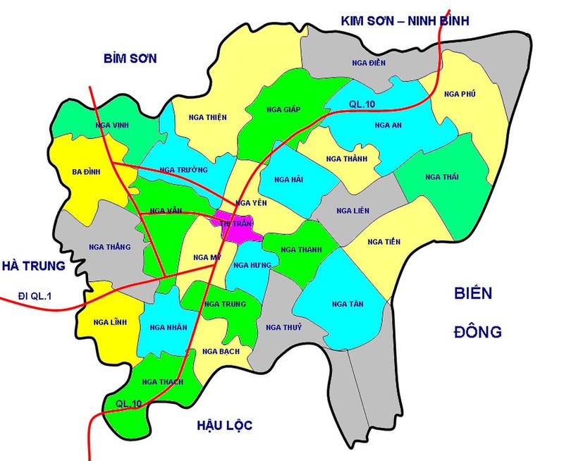 bản đồ huyện Nga Sơn