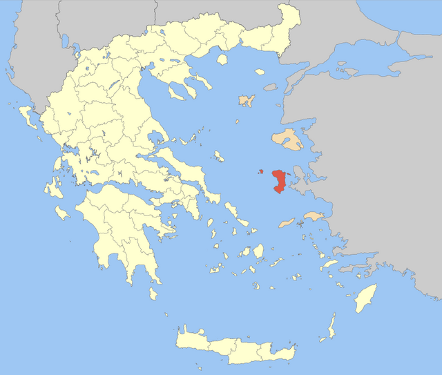 ギリシャにおけるヒオス県の位置