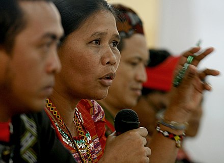 Norma Capuyan, vice chair of Apo Sandawa Lumadnong Panaghiusa sa Cotabato (ASLPC) speaking out in a press conference to defend the ancestral domains of the Lumad.