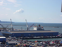 A warehouse at the Port of Cleveland. North Coast Harbor.JPG