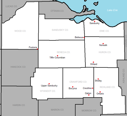 The all-time member schools of the NOL. Northern Ohio League Map.PNG