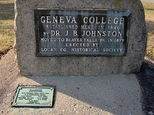 Stone marking the original campus in Northwood