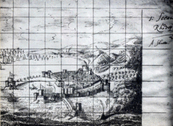 A view of Rhodes by John Webb, to be painted on a backshutter for the first performance of The Siege of Rhodes (1656) Opera backdrop..gif