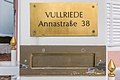 * Nomination House number and plaque at the fence post of villa Vullriede on Annastrasse #38, Pörtschach, Carinthia, Austria -- Johann Jaritz 03:55, 27 January 2021 (UTC) * Promotion  Support Good quality. --XRay 04:49, 27 January 2021 (UTC)