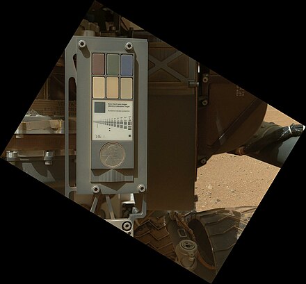 Calibration target on the Mars Curiosity rover