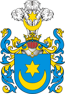 Escudo de la línea mayor de la familia Tyszkiewicz "Leliva"