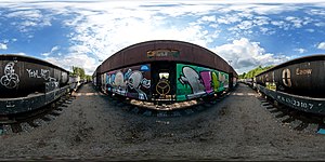 Graffiti Güterzug 360° Ansicht