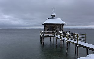 Pavillon des bains en hiver