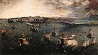 Pieter Bruegel the Elder Naval Battle in Gulf of Naples. 42 x 71 cm.
