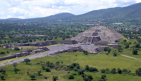 View of the Pyramid of the Moon from the Pyramid of the Sun