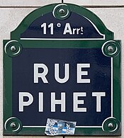 Plaque Rue Pihet - Paris XI (FR75) - 2021-06-20 - 1.jpg
