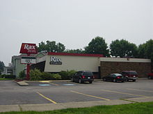 An older Rax, as shown in 2007, still in operation in Lancaster, Ohio: This location was later featured on an episode of Pittsburgh Dad. RaxLancaster2006.jpg