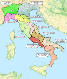 Regions of Augustan Italy Regions of Augustan Italy.svg