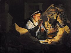 La parábola del loco rico (1627), de Rembrandt, Gemäldegalerie de Berlín