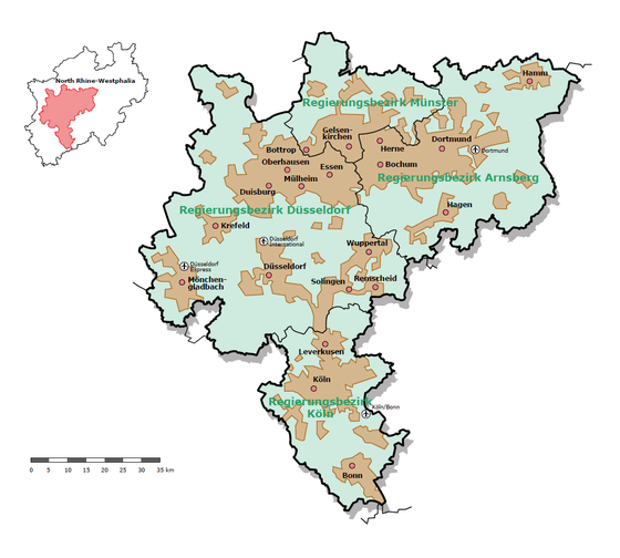 The Rhine-Ruhr metropolitan region according to the LEP NRW, 1995